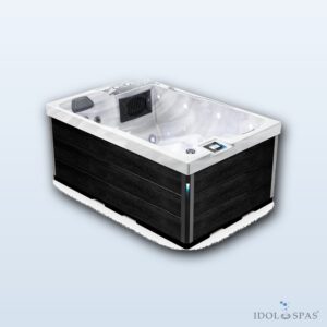 Lovia L303 hot tub for 2 persons 200x130x82 cm - White marble acrylic, Blackstone cabinet