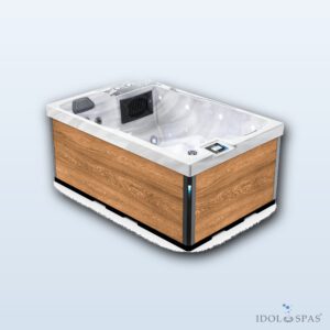 Lovia L303 Hot Tub for 2 People 200x130x82 cm – White Marble Acrylic, Canyon Teak Cabinet