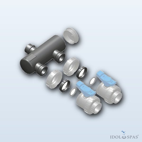 Manifold – 6× Solvent-Weld Connection and 2× Direct Valve Connection 50 mm