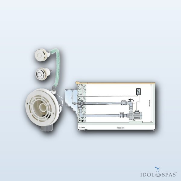 VAG-JET Stainless Steel Pre-Assembled Set (Wall Fitting, Front, Valves, Fittings)