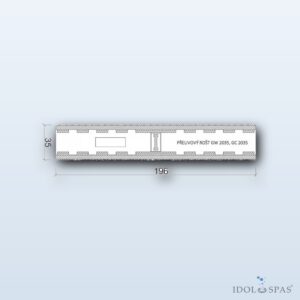 Overflow roll-up grating for public pools, white, width 196 mm, height 35 mm (43 pcs/m) 41104200
