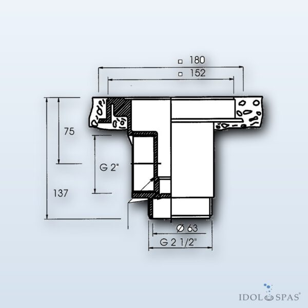 Floor Drain ABS, Stainless Steel Grille AISI 316, for Concrete