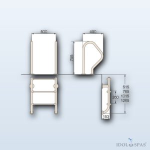 Unterteil der Edelstahlleiter, 2 Stufen (Flanschverankerung), AISI 316