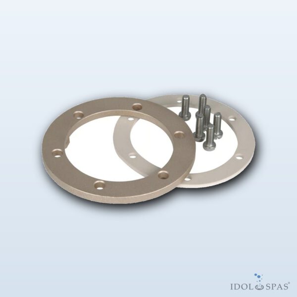 Flange set for floor drain for liner pools