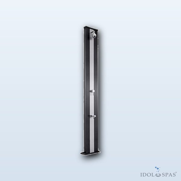 SPRING S solar shower, anthracite with mirror strip and foot rinse – 30 l