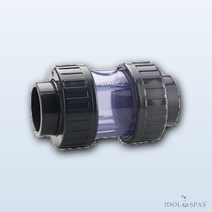 Zpětný ventil průměr 50 mm, PVC PN16, těsnění EPDM, transparentní