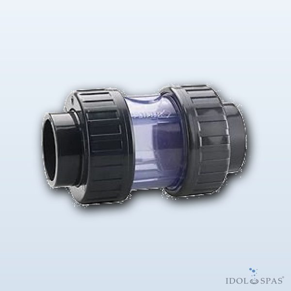 Zpětný ventil průměr 50 mm, PVC PN16, těsnění EPDM, transparentní