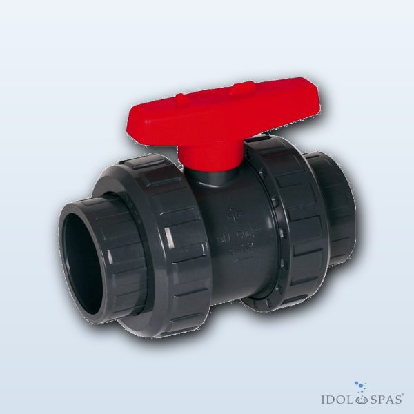 Zweiwege-Kugelhahn S6 d40 PTFE (roter Hebel)