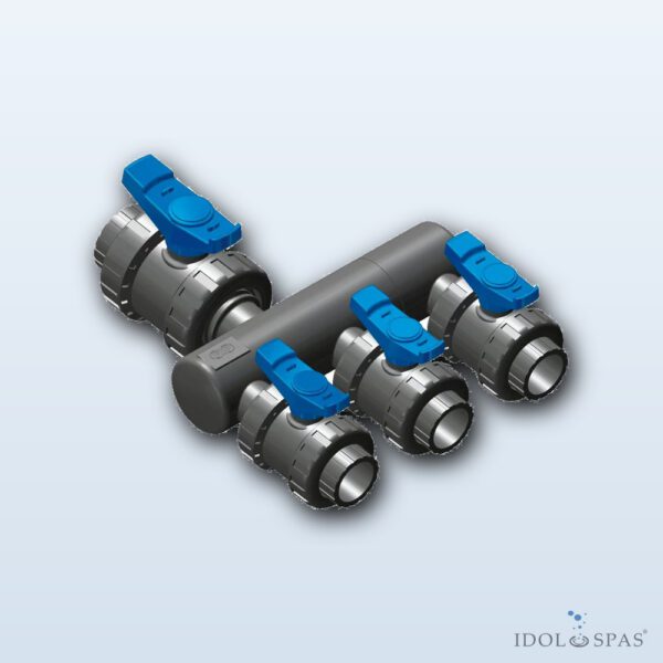 Manifold – 50 mm Solvent-Weld Connection and 2× Direct Valve Connection 50 mm - Obrázek 2