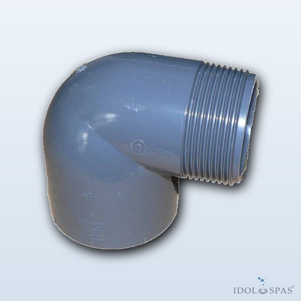 90° Elbow PVC d50 × 2" – Solvent Weld / Male Thread - Obrázek 2