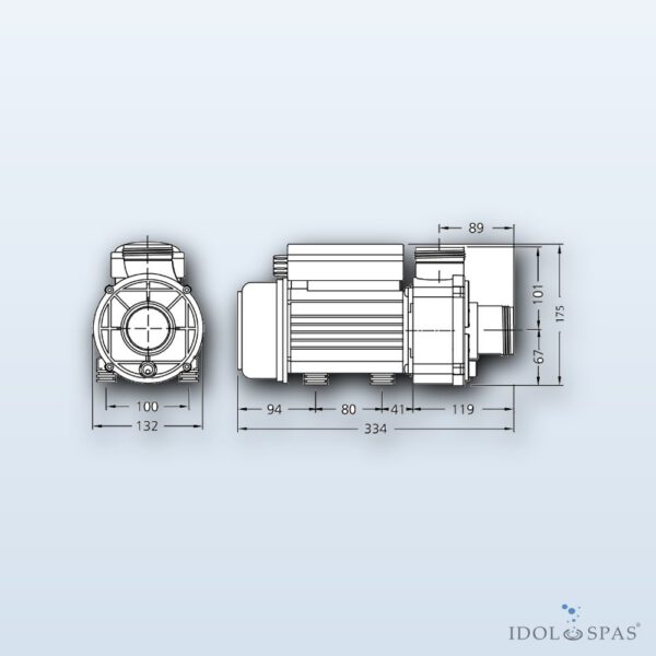 Balboa HydroAir Cirkulační čerpadlo HA350 – 0.68 kW (Center Suction) (22-35221) - Obrázek 2