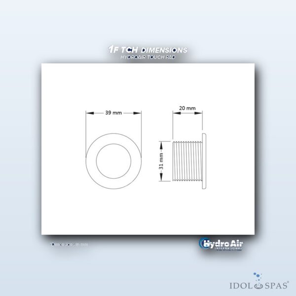 Balboa HydroAir ovládací panel 1 funkce, 39 mm, Pump ON/OFF (23-3737) - Obrázek 4