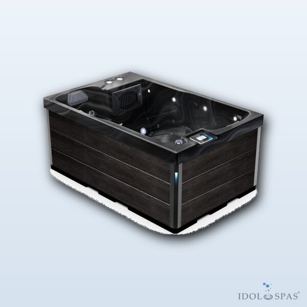 Lovia L303 Hot Tub for 2 People 200x130x82 cm – White Marble Acrylic, Gold Brown Cabinet - Obrázek 9