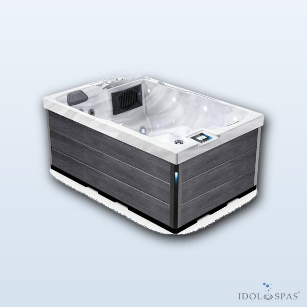 Lovia L303 Hot Tub for 2 People 200x130x82 cm – White Marble Acrylic, Gold Brown Cabinet - Obrázek 19