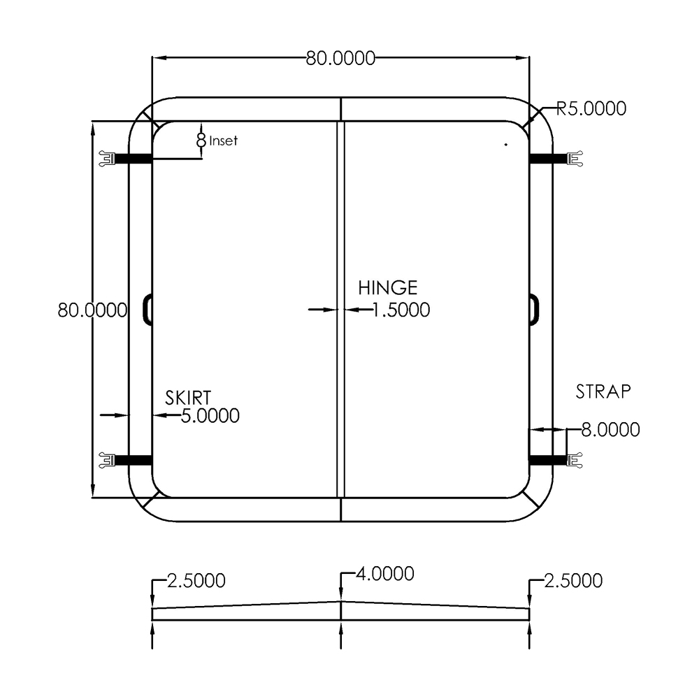 Cover 80" x 80" (203 x 203 cm) - Radius 5" (13 cm) - Image 3