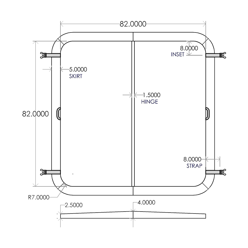 Cover 82" x 82" (208 x 208 cm) - Radius 7" (18 cm) - Image 2